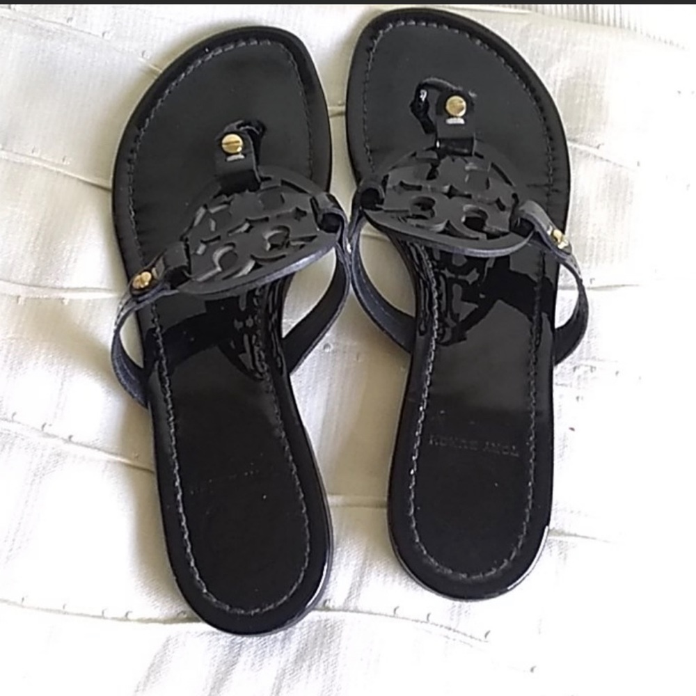 Black Tory Birch Miller Sandals